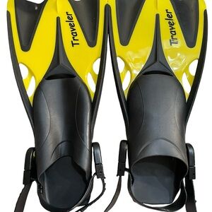 Sea Dive Black Yellow Traveler Snorkeling Swim Fins S/M (M 4.5-8.5) (W 6-10)